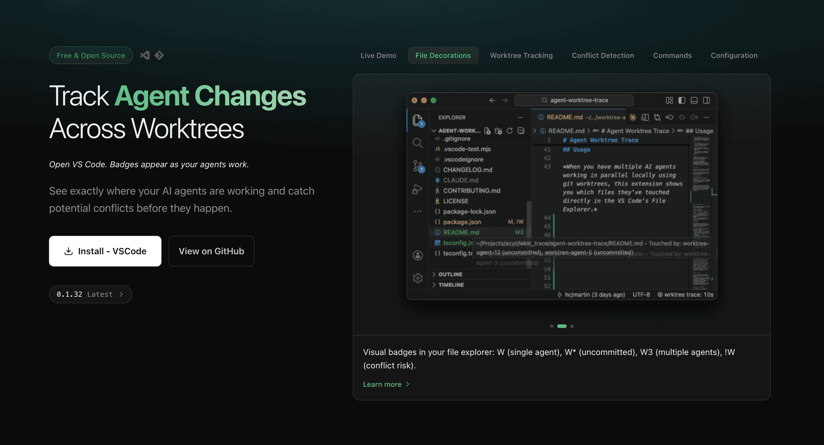 VSCode Extension: Agent Worktree Trace